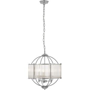 Orsina Modern Round Pendant Lamp, Crystal Glass Shade Hanging Light With Silver Finish, Globe Ceiling Fixture Silver Orsina Modern Round Pendant Lamp, Crystal Glass Shade Hanging Light With Silver Finish, Globe Ceiling Fixture Silver