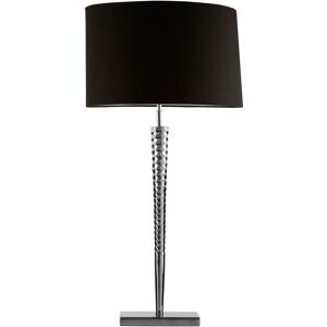 Orsina Table Lamp with Screw Shaped Stainless Steel Base, High Gloss Nickel Finish, Black Fabric Tapered Shade in Silver Silver Orsina Table Lamp with Screw Shaped Stainless Steel Base, High Gloss Nickel Finish, Black Fabric Tapered Shade in Silver Silver