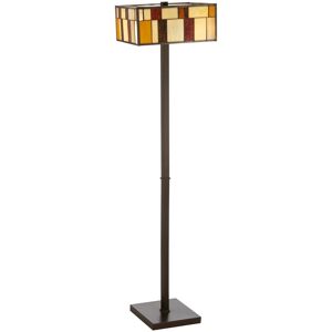 Orsina Square Deco Floor Lamp, Multicoloured Glass Shade With Textured Finish, Rustic Bronze Iron Frame Multicolor Orsina Square Deco Floor Lamp, Multicoloured Glass Shade With Textured Finish, Rustic Bronze Iron Frame Multicolor