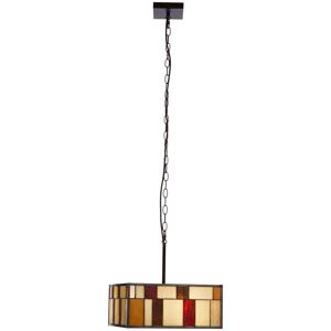 Orsina Rustic Bronze Square Ceiling Light, Multicoloured Glass Pendant Light For Living Room, Textured Shade Multicolor Orsina Rustic Bronze Square Ceiling Light, Multicoloured Glass Pendant Light For Living Room, Textured Shade Multicolor