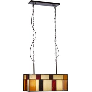 Orsina Deco Rectangle Ceiling Light, Rustic Bronze Pendant With Multicoloured Textured Glass, Glass Ceiling Light Multicolor Orsina Deco Rectangle Ceiling Light, Rustic Bronze Pendant With Multicoloured Textured Glass, Glass Ceiling Light Multicolor