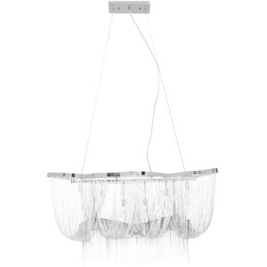 Orsina 6 Light Chrome Pendant, Adjustable Aluminium Chain Basket Pendant, Boutique Luxe Lighting For Living Room in Silver Silver Orsina 6 Light Chrome Pendant, Adjustable Aluminium Chain Basket Pendant, Boutique Luxe Lighting For Living Room in Silver Silver