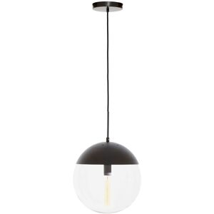Orsina Black Finish Pendant Light With Glass Shade, Rounded Hanging Lamp With Chrome Cord, Circular Hanging Fixture Black Orsina Black Finish Pendant Light With Glass Shade, Rounded Hanging Lamp With Chrome Cord, Circular Hanging Fixture Black