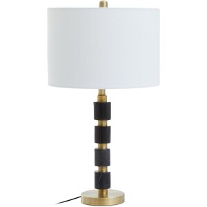 Orsina Black Marble & Gold Table Lamp, Drum Ivory Shade with Brushed Metal Finish, Contemporary Bedside Light Black Orsina Black Marble & Gold Table Lamp, Drum Ivory Shade with Brushed Metal Finish, Contemporary Bedside Light Black