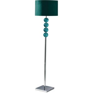 Orsina Teal Suede Effect Shade Floor Lamp, Tall Standing Lamp With Glass Effect Orbs, Chrome Base Floor Light in Blue Blue Orsina Teal Suede Effect Shade Floor Lamp, Tall Standing Lamp With Glass Effect Orbs, Chrome Base Floor Light in Blue Blue
