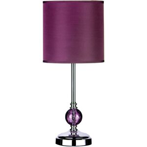 Orsina Purple Glass Table Lamp With Chrome Base, Shiny Glass Night Light For Side Tables, Decorative Bedside Lamp Purple Orsina Purple Glass Table Lamp With Chrome Base, Shiny Glass Night Light For Side Tables, Decorative Bedside Lamp Purple