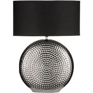 Orsina Functional Small Hammered Chrome Finish Table Lamp, Elegant Lamp On The Table For Livingroom, Decorative Lamp in Black Black Orsina Functional Small Hammered Chrome Finish Table Lamp, Elegant Lamp On The Table For Livingroom, Decorative Lamp in Black Black