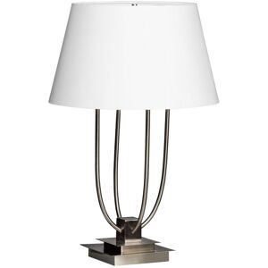 Orsina Satin Nickel Finish Table Lamp With Tapered White Shade, Lamp With Four Upward Curving Arms, Bedside Lamp White Orsina Satin Nickel Finish Table Lamp With Tapered White Shade, Lamp With Four Upward Curving Arms, Bedside Lamp White