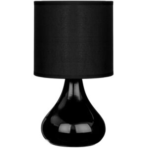 Orsina Black Ceramic Table Lamp, Sleek Droplet-Shaped Ceramic Base with Black Fabric Drum Shade, E14 Bulb Black Orsina Black Ceramic Table Lamp, Sleek Droplet-Shaped Ceramic Base with Black Fabric Drum Shade, E14 Bulb Black