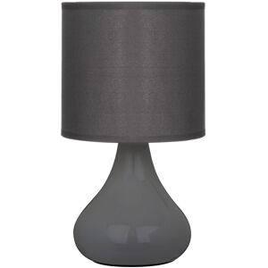 Orsina Grey Table Lamp, Curved Ceramic Base With Subtle Ribbed Detailing, Soft Fabric Shade For Ambient Lighting Grey Orsina Grey Table Lamp, Curved Ceramic Base With Subtle Ribbed Detailing, Soft Fabric Shade For Ambient Lighting Grey