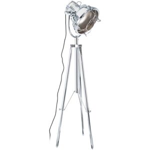 Orsina Industrial Tripod Floor Lamp, Height Adjustable Chrome Floor Light, Tiltable Spotlight With In-Line Switch in Silver Silver Orsina Industrial Tripod Floor Lamp, Height Adjustable Chrome Floor Light, Tiltable Spotlight With In-Line Switch in Silver Silver