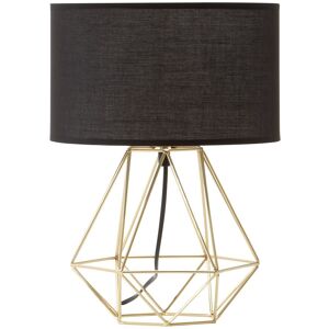 Orsina Black Drum Shade Table Lamp With Chrome Cage Base, Sturdy Bedside Lighting Piece, Modern Iron Lamp Fixture in Gold Gold Orsina Black Drum Shade Table Lamp With Chrome Cage Base, Sturdy Bedside Lighting Piece, Modern Iron Lamp Fixture in Gold Gold