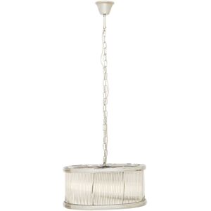 Orsina Nickel Pendant Light, Drum-Shaped 6 Bulb Ceiling Fixture, Fluted Clear Glass Panels, Contemporary Lighting in Silver Silver Orsina Nickel Pendant Light, Drum-Shaped 6 Bulb Ceiling Fixture, Fluted Clear Glass Panels, Contemporary Lighting in Silver Silver