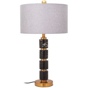 Orsina Grey Fabric Shade Table Lamp, Gold Finish Metal Stem With Marble Accents, Contemporary Lighting Gold Orsina Grey Fabric Shade Table Lamp, Gold Finish Metal Stem With Marble Accents, Contemporary Lighting Gold