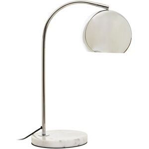 Orsina Chrome Table Lamp With White Marble Base, Arched Design With Metal Dome Shade, Chrome Finish Desk Light in Silver Silver Orsina Chrome Table Lamp With White Marble Base, Arched Design With Metal Dome Shade, Chrome Finish Desk Light in Silver Silver