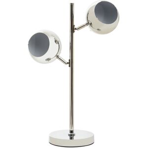 Orsina Chrome Table Lamp With Dual Metal Dome Shades, Adjustable Arched Twin Light Table Lamp, Chrome Finish Lamp in Silver Silver Orsina Chrome Table Lamp With Dual Metal Dome Shades, Adjustable Arched Twin Light Table Lamp, Chrome Finish Lamp in Silver Silver
