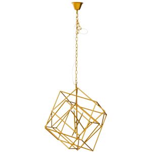 Orsina Brass Finish Six Bulb Pendant Light, Overlapping Cube Metal Frame, Contemporary Luxe Lighting Fixture in Gold Gold Orsina Brass Finish Six Bulb Pendant Light, Overlapping Cube Metal Frame, Contemporary Luxe Lighting Fixture in Gold Gold