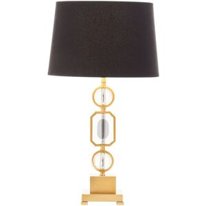 Orsina Art Deco Gold & Crystal Table Lamp, Luxe Black Linen Shade Table Light, Geometric Metal & Crystal Base Gold Orsina Art Deco Gold & Crystal Table Lamp, Luxe Black Linen Shade Table Light, Geometric Metal & Crystal Base Gold