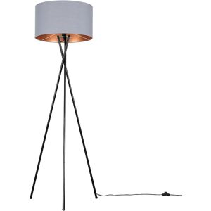 ValueLights Camden Grey & Metallic Inner Shade & Black Tripod Floor Lamp with Bulb in Copper Copper ValueLights Camden Grey & Metallic Inner Shade & Black Tripod Floor Lamp with Bulb in Copper Copper