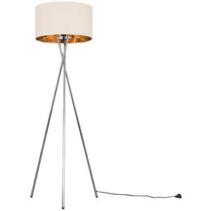 ValueLights Camden Chrome Tripod Floor Lamp with Beige & Gold Lamp Shade & Bulb Beige ValueLights Camden Chrome Tripod Floor Lamp with Beige & Gold Lamp Shade & Bulb Beige