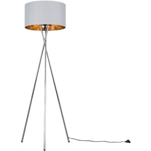 ValueLights Camden Grey & Metallic Shade & Chrome Tripod Floor Lamp with Bulb in Metallic Gold Metallic Gold ValueLights Camden Grey & Metallic Shade & Chrome Tripod Floor Lamp with Bulb in Metallic Gold Metallic Gold
