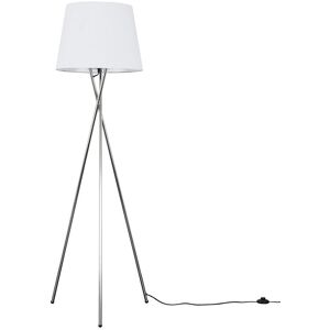 ValueLights Camden Polished Chrome Tripod Floor Lamp with Tapered Shade & Bulb in White White ValueLights Camden Polished Chrome Tripod Floor Lamp with Tapered Shade & Bulb in White White