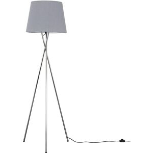 ValueLights Camden Polished Chrome Tripod Floor Lamp with Tapered Shade & Bulb in Grey Grey ValueLights Camden Polished Chrome Tripod Floor Lamp with Tapered Shade & Bulb in Grey Grey