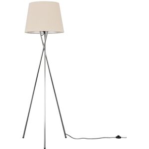 ValueLights Camden Polished Chrome Tripod Floor Lamp with Tapered Shade & Bulb in Beige Beige ValueLights Camden Polished Chrome Tripod Floor Lamp with Tapered Shade & Bulb in Beige Beige