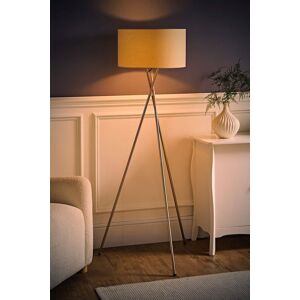 ValueLights Camden Brushed Chrome Tripod Floor Lamp with Drum Lamp Shade & Bulb in Natural Natural ValueLights Camden Brushed Chrome Tripod Floor Lamp with Drum Lamp Shade & Bulb in Natural Natural