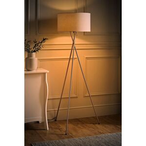 ValueLights Camden Brushed Chrome Tripod Floor Lamp with Drum Lamp Shade & Bulb in Grey Grey ValueLights Camden Brushed Chrome Tripod Floor Lamp with Drum Lamp Shade & Bulb in Grey Grey