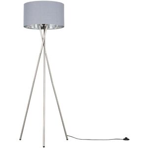 ValueLights Camden Grey & Metal Shade & Brushed Chrome Tripod Floor Lamp with Bulb in Metallic Silver Metallic Silver ValueLights Camden Grey & Metal Shade & Brushed Chrome Tripod Floor Lamp with Bulb in Metallic Silver Metallic Silver