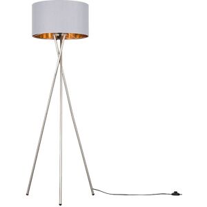 ValueLights Camden Grey & Metal Shade & Brushed Chrome Tripod Floor Lamp with Bulb in Metallic Gold Metallic Gold ValueLights Camden Grey & Metal Shade & Brushed Chrome Tripod Floor Lamp with Bulb in Metallic Gold Metallic Gold
