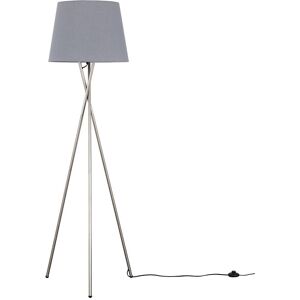 ValueLights Camden Brushed Chrome Tripod Floor Lamp with Tapered Shade & Bulb in Grey Grey ValueLights Camden Brushed Chrome Tripod Floor Lamp with Tapered Shade & Bulb in Grey Grey