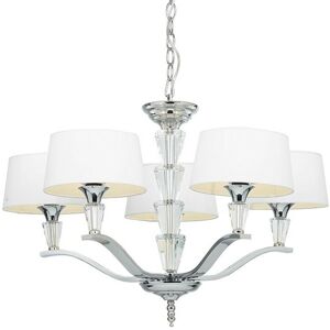 Loops 5 Light Ceiling Pendant CHROME & VINTAGE WHITE Round Shade Hanging Feature Lamp White Loops 5 Light Ceiling Pendant CHROME & VINTAGE WHITE Round Shade Hanging Feature Lamp White