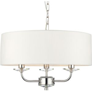 Loops Multi Light Ceiling Pendant 3 Bulb NICKEL & WHITE Chandelier Large Shade Lamp in Metallics Metallics Loops Multi Light Ceiling Pendant 3 Bulb NICKEL & WHITE Chandelier Large Shade Lamp in Metallics Metallics