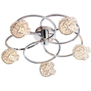 Loops Knott 5 Lamp Chrome & Crystal Ceiling Light - Ceiling Light Loops Knott 5 Lamp Chrome & Crystal Ceiling Light - Ceiling Light