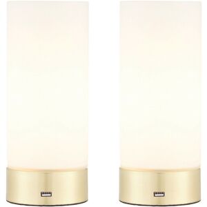 Loops 2 Pack - Touch Dimmable Brass & Frosted Glass Table Lamp Light USB Charger - Table Lamp Loops 2 Pack - Touch Dimmable Brass & Frosted Glass Table Lamp Light USB Charger - Table Lamp