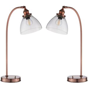 Loops 2 PACK Industrial Curved Table Lamp Tarnished Copper Glass Modern Bedside Light Copper Loops 2 PACK Industrial Curved Table Lamp Tarnished Copper Glass Modern Bedside Light Copper