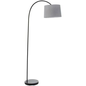 Loops 1.6m Curved Floor Lamp Matt Black & Grey Shade Free Standing Living Room Light Black Loops 1.6m Curved Floor Lamp Matt Black & Grey Shade Free Standing Living Room Light Black