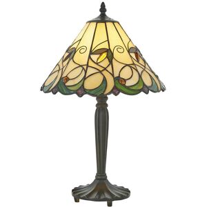 Loops Small Tiffany Glass LED Table Lamp - Floral Design - Dark Bronze Finish in Clear Clear Loops Small Tiffany Glass LED Table Lamp - Floral Design - Dark Bronze Finish in Clear Clear