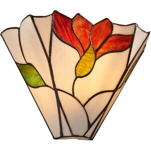 Loops Tiffany Glass Floral Design Wall Light - Dark Bronze Effect - Dimmable LED Lamp in Clear Clear Loops Tiffany Glass Floral Design Wall Light - Dark Bronze Effect - Dimmable LED Lamp in Clear Clear
