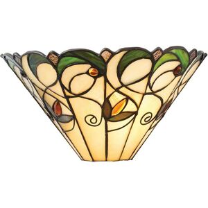 Loops Tiffany Glass Floral Design Wall Light - Matt Black Steel - Dimmable LED Lamp Black Loops Tiffany Glass Floral Design Wall Light - Matt Black Steel - Dimmable LED Lamp Black