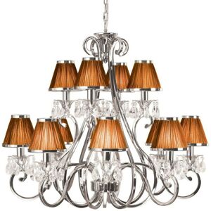 Loops Esher Nickel Crystal Brown Shades 12 Lamp Light - Ceiling Pendant Chandelier Loops Esher Nickel Crystal Brown Shades 12 Lamp Light - Ceiling Pendant Chandelier
