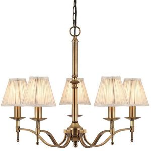 Loops Avery Ceiling Pendant Chandelier Light 5 Lamp Antique Brass & Beige Pleat Shade in Metallics Metallics Loops Avery Ceiling Pendant Chandelier Light 5 Lamp Antique Brass & Beige Pleat Shade in Metallics Metallics