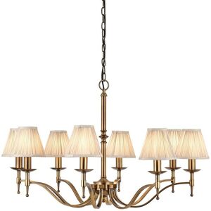 Loops Avery Ceiling Pendant Chandelier Light 8 Lamp Antique Brass & Beige Pleat Shade in Metallics Metallics Loops Avery Ceiling Pendant Chandelier Light 8 Lamp Antique Brass & Beige Pleat Shade in Metallics Metallics