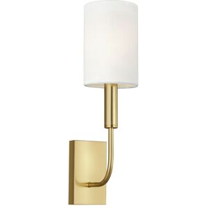 Loops Wall Light White Linen Cylindrical Shade Burnished Brass LED E14 60W - Wall Light Loops Wall Light White Linen Cylindrical Shade Burnished Brass LED E14 60W - Wall Light