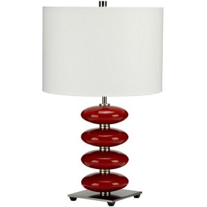 Loops Red Glaze Table Lamp - Square Orbs - White Faux Linen Shade - 60W LED Loops Red Glaze Table Lamp - Square Orbs - White Faux Linen Shade - 60W LED