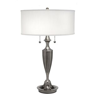 Loops 2 Bulb Twin Table Lamp Global White Shade Antique Nickel LED E27 60W in Metallics Metallics Loops 2 Bulb Twin Table Lamp Global White Shade Antique Nickel LED E27 60W in Metallics Metallics