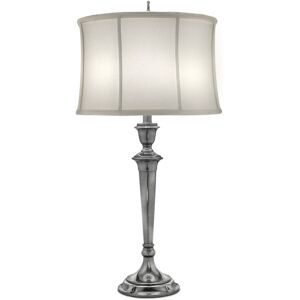 Loops Zinc Cast Off White Silk Shantung Shade Antique Nickel LED E27 60W - Table Lamp Loops Zinc Cast Off White Silk Shantung Shade Antique Nickel LED E27 60W - Table Lamp