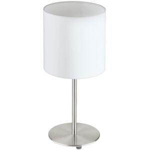 Satin Nickel Steel Table Lamp - White Fabric Shade - E27 - 1x60W - Table Light Satin Nickel Steel Table Lamp - White Fabric Shade - E27 - 1x60W - Table Light